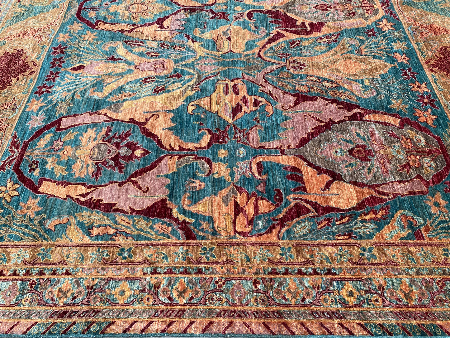 Turkmen weave Afghan dyes, 16th century Garous Bijar inspired 306x246cm | Rug# 27202