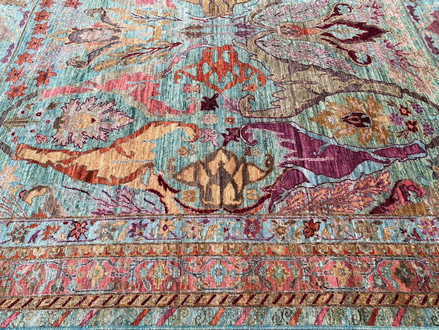 Turkmen weave Afghan, 16th century Garous Bijar inspired 297x250 cm | Rug# 27208