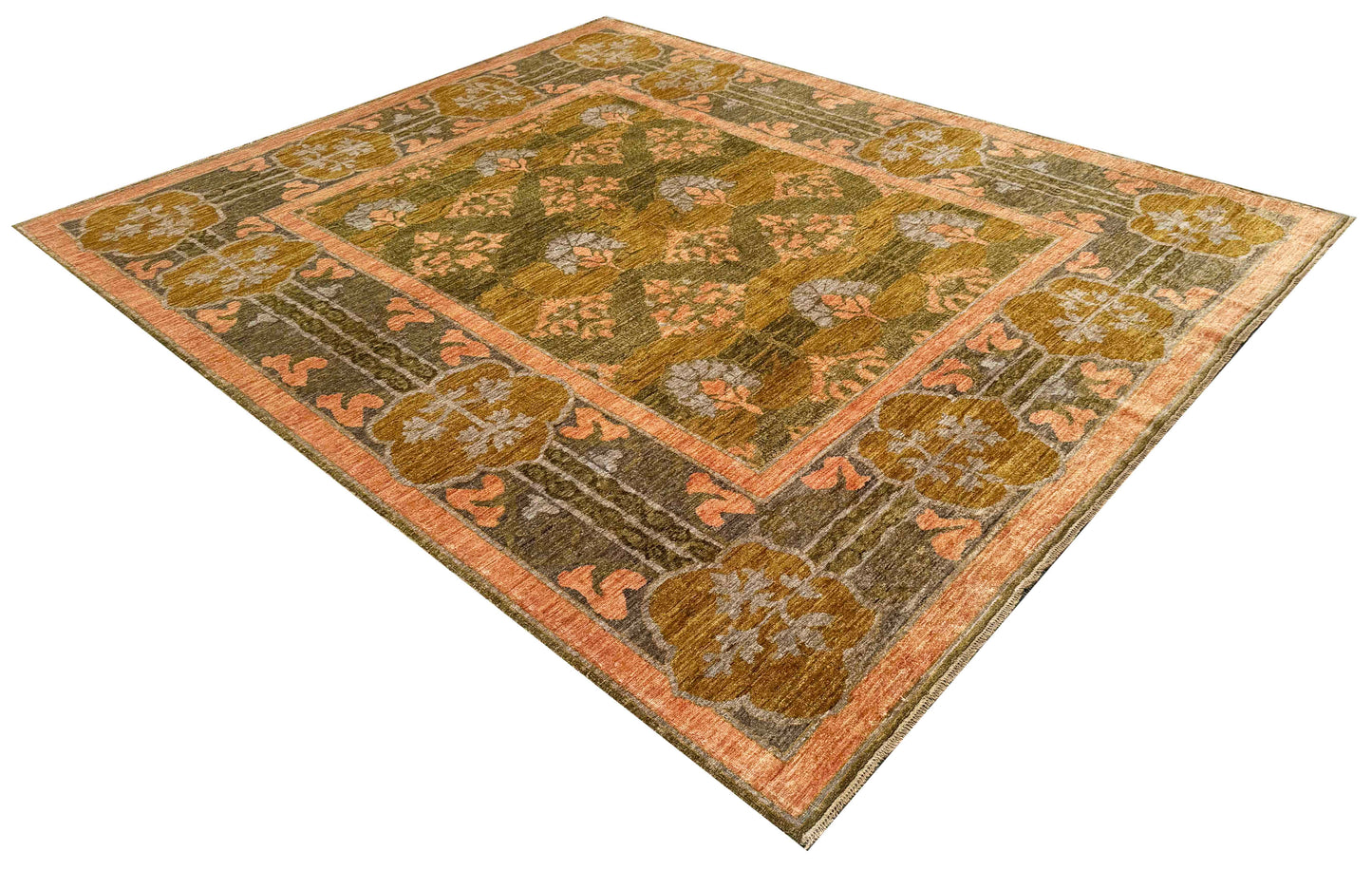 Afghan Turkmen weave, 19th century Arts & Crafts inspired, 294x247cm | Rug# 27222