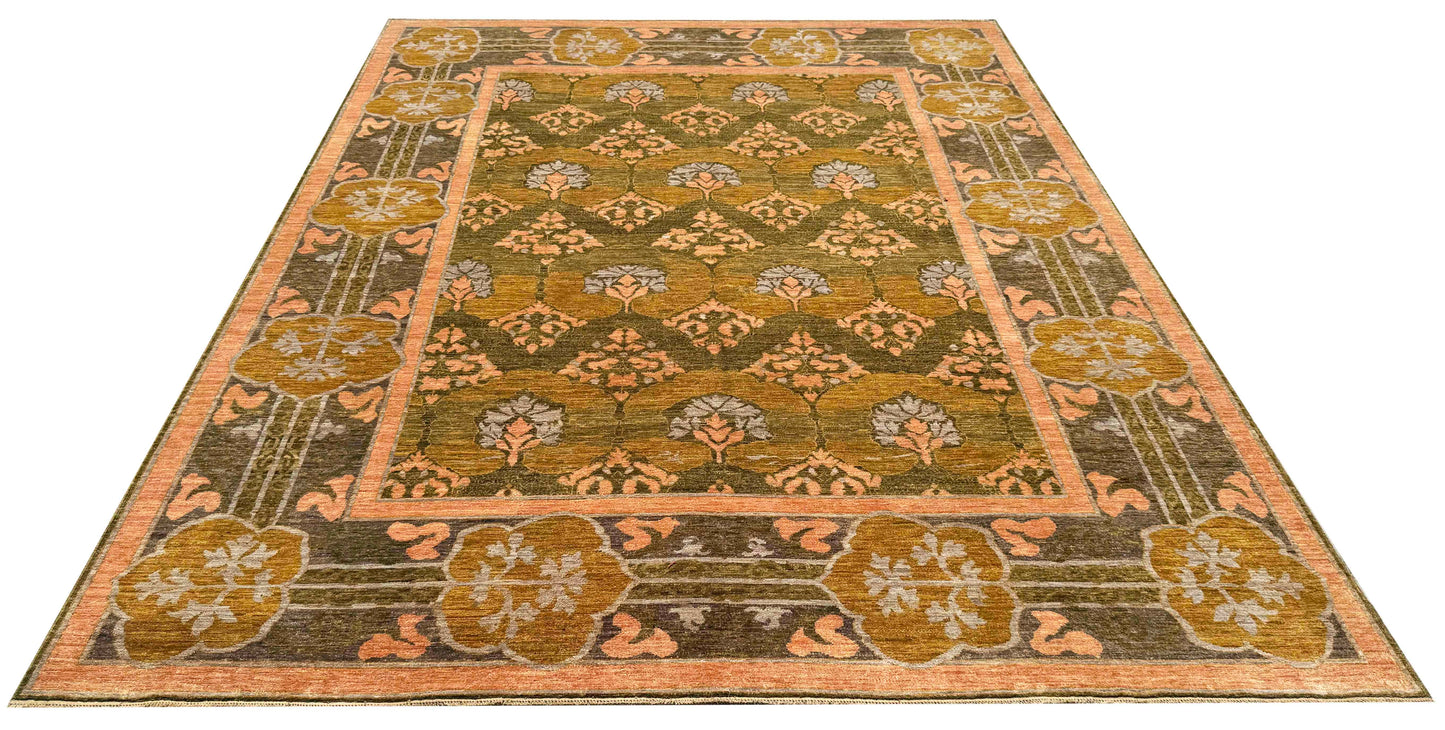 Afghan 19th century Arts and crafts inspired, 366x279 cm| Rug# 27227