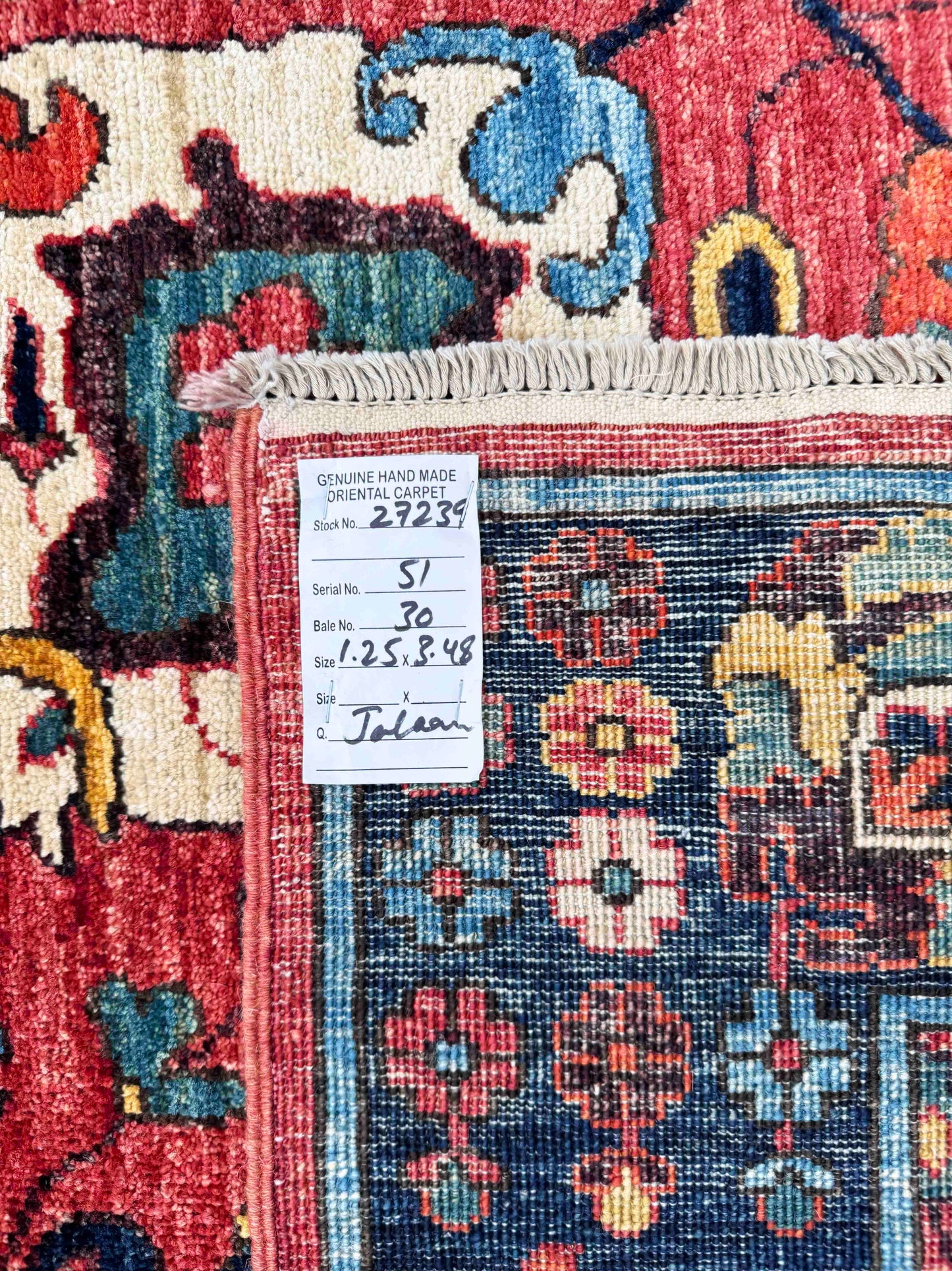 Custom-Made Turkmen weave Afghan, 17th century Safavid guls, 348x125 cm | Rug# 27239