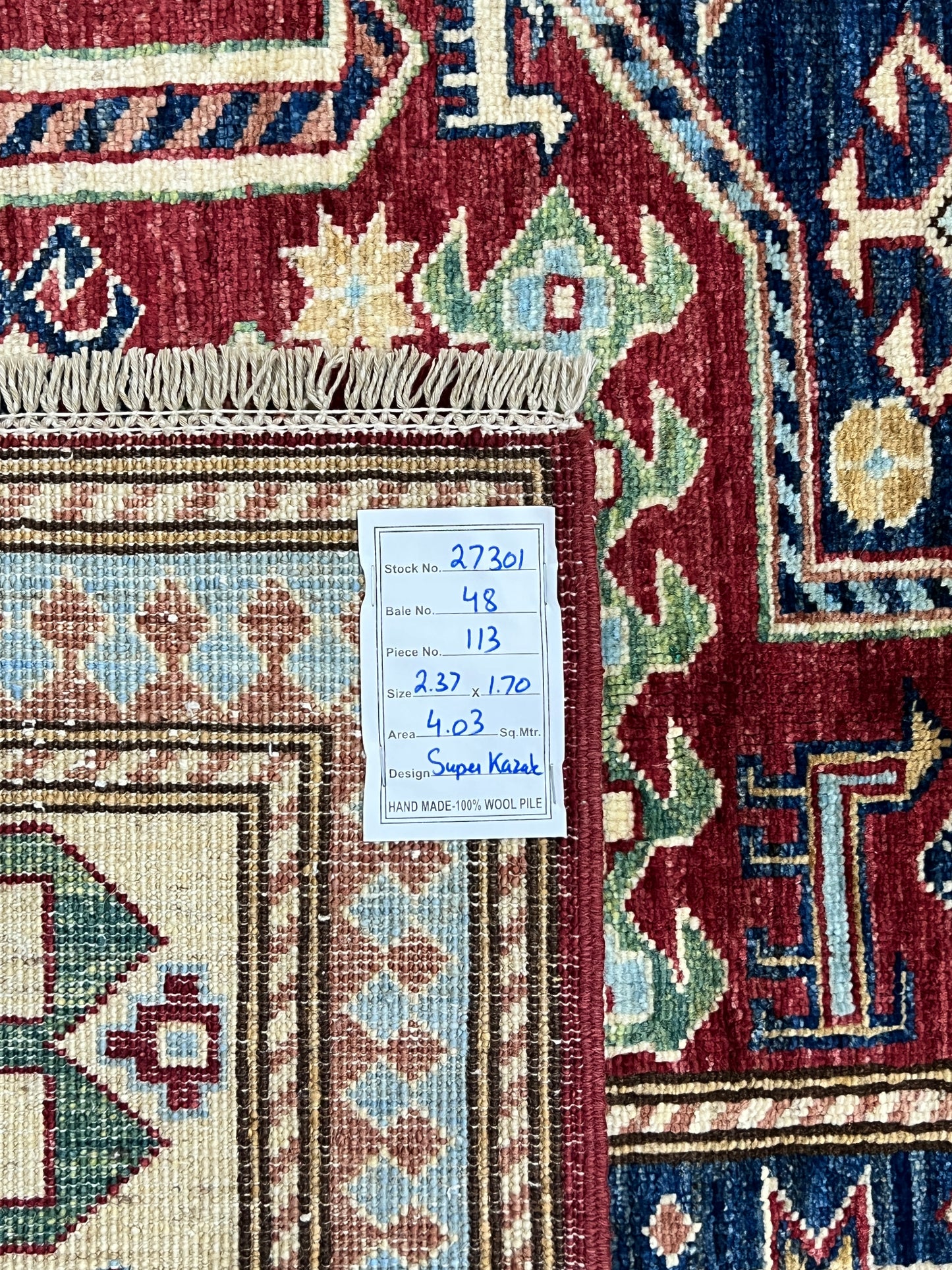 Chechen weave Afghan, 19th.c Kazak design 237x170 cm | Rug# 27301
