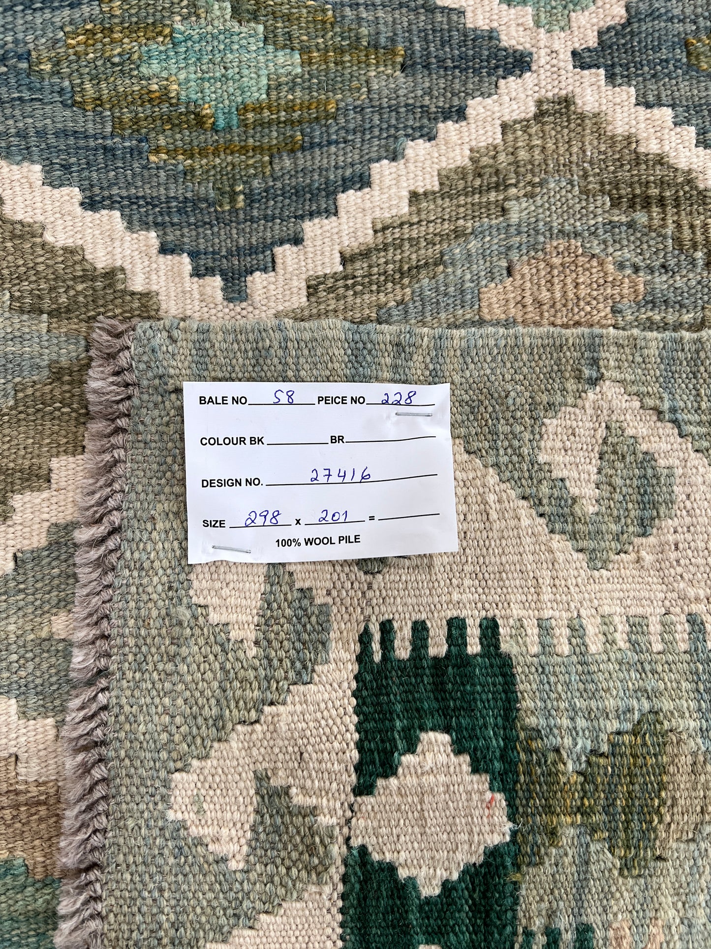 Custom-Made Flatweave kilim, Maimaneh-Afghan 298x201cm | Rug# 27416