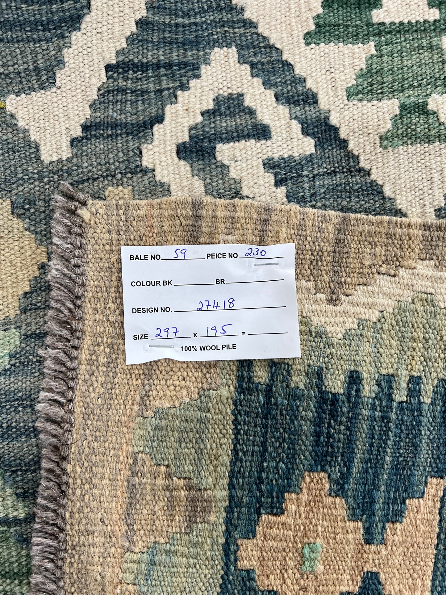 Custom-Made Flatweave kilim, Maimaneh-Afghan 297x195cm | Rug# 27418