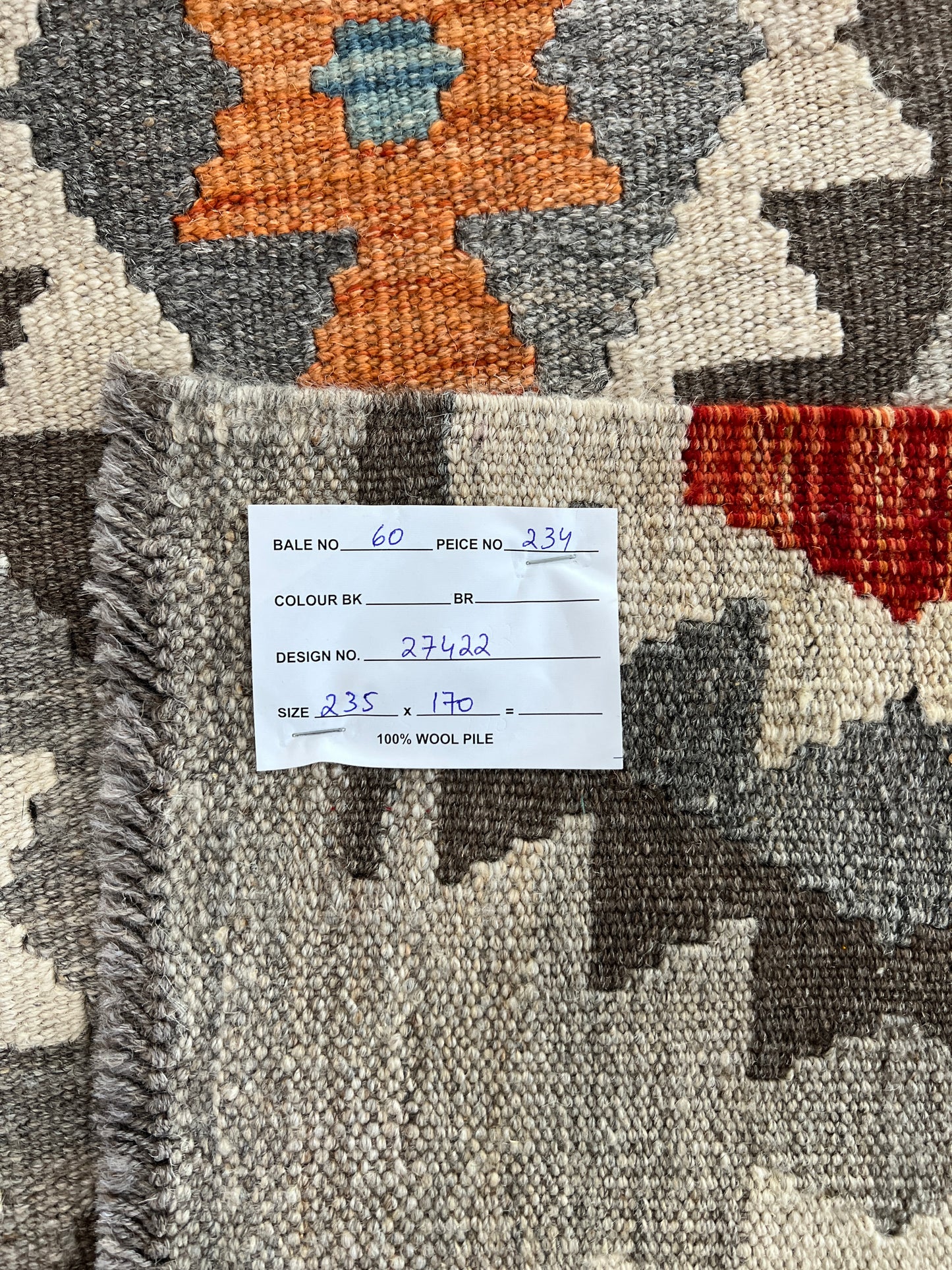 Custom-Made Flatweave kilim, Maimaneh-Afghan 235x170m | Rug# 27422