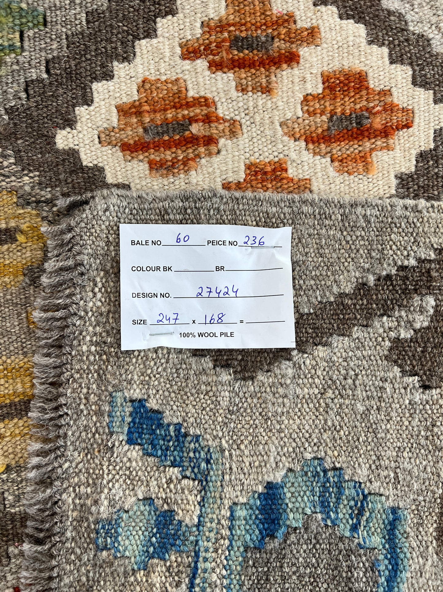 Custom-Made Flatweave kilim, Maimaneh-Afghan 247x168cm | Rug# 27424