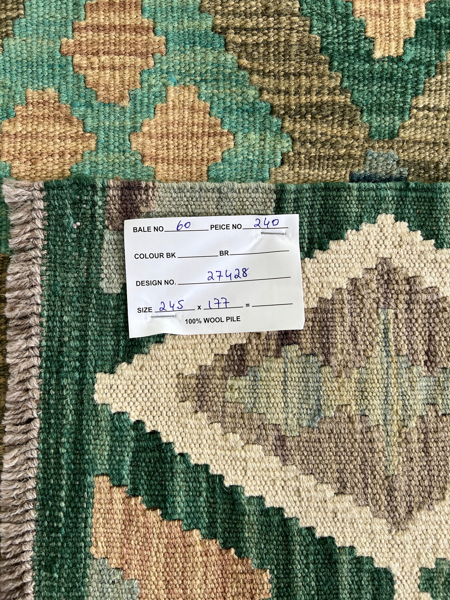 Custom-Made Flatweave kilim, Maimaneh-Afghan 245x177cm | Rug# 27428