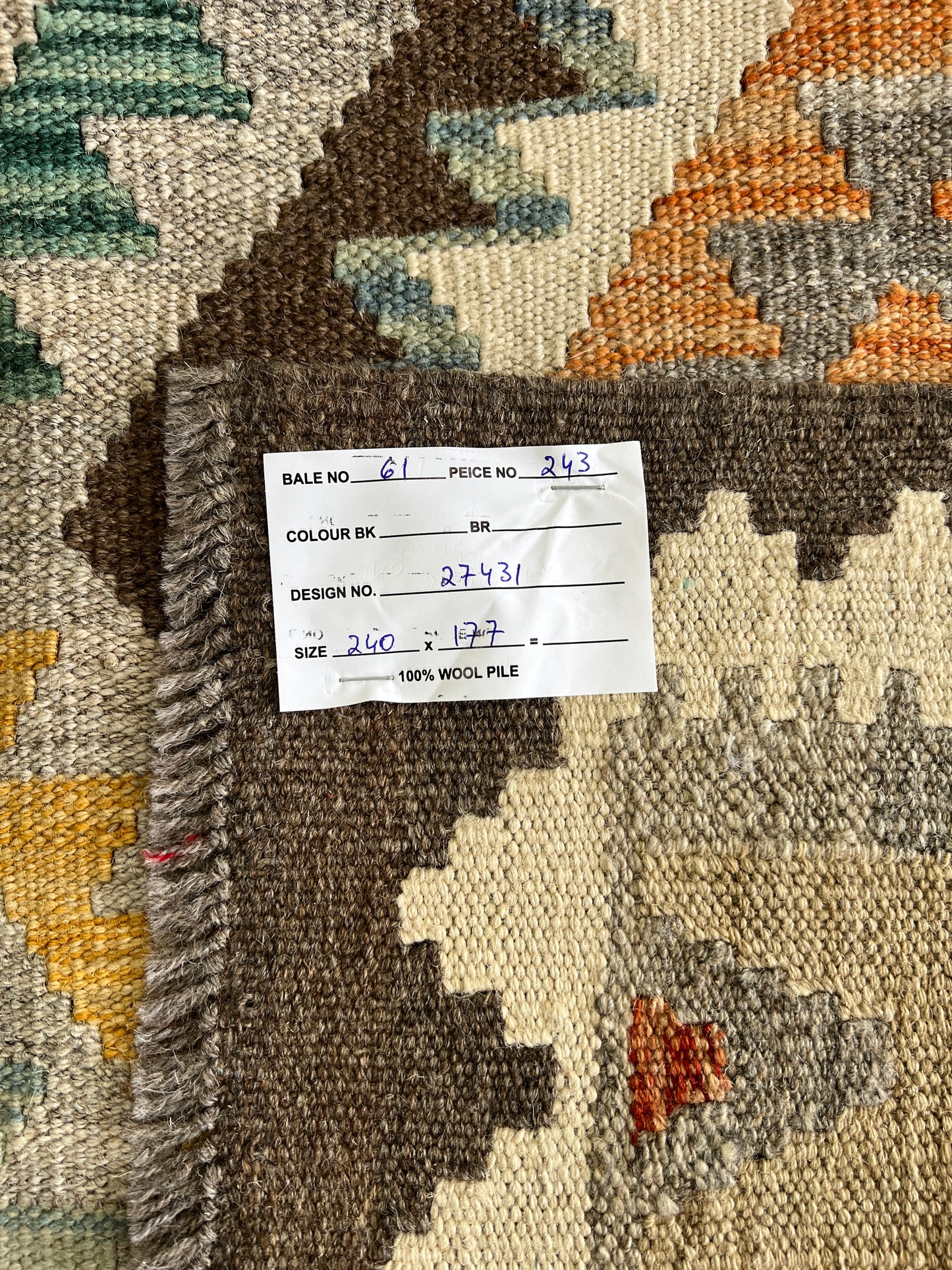 Hand woven kilim, Maimaneh-Afghan 240x177cm | Rug# 27431