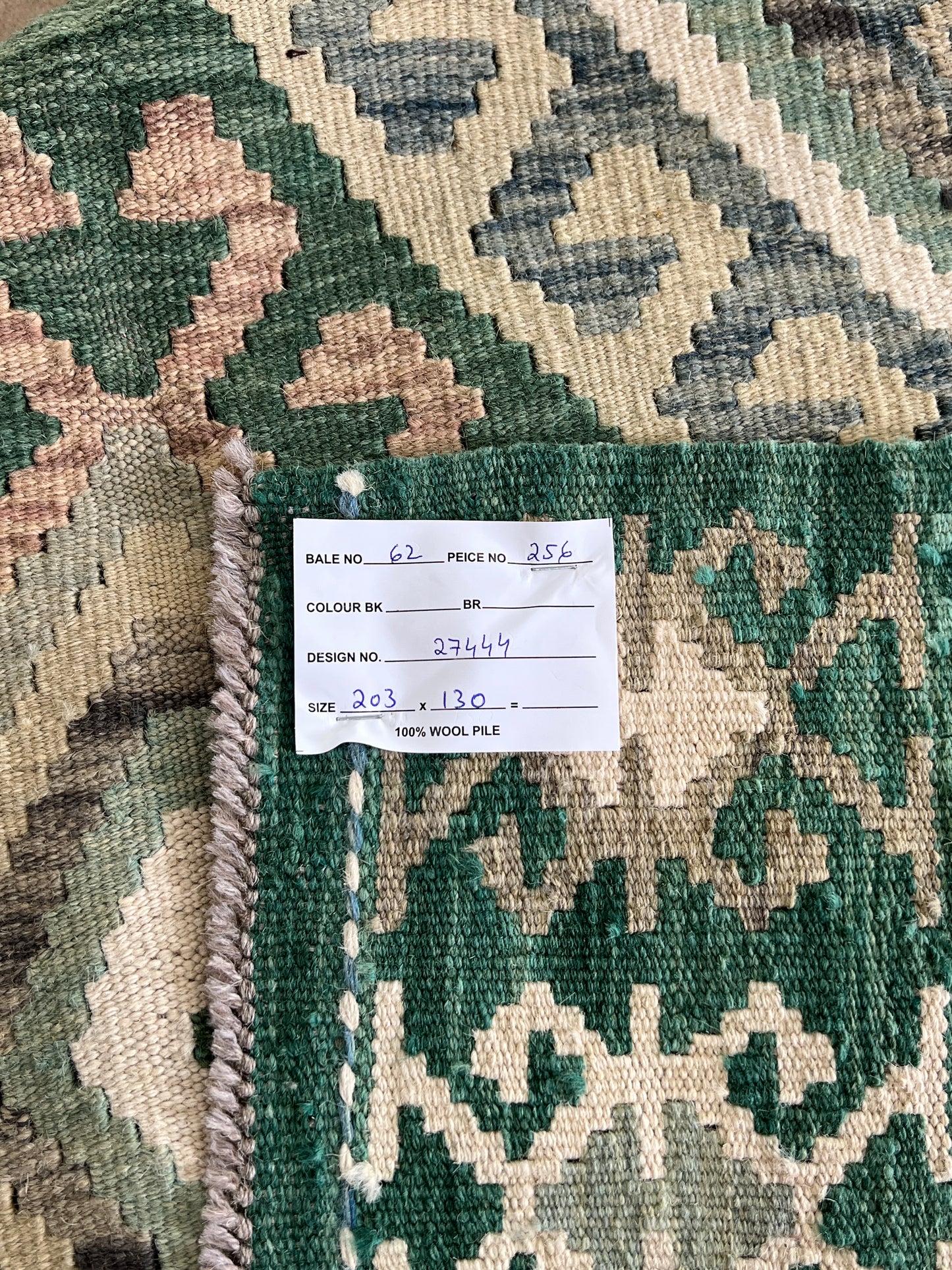 Hand woven flat-weave kilim, Maimaneh-Afghan 203x130 cm | Rug# 27444