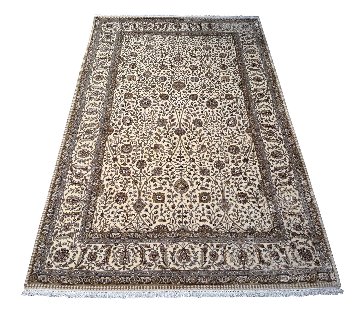Hand knotted Srinagar silk carpet 365×275 cm | Rug# 31198