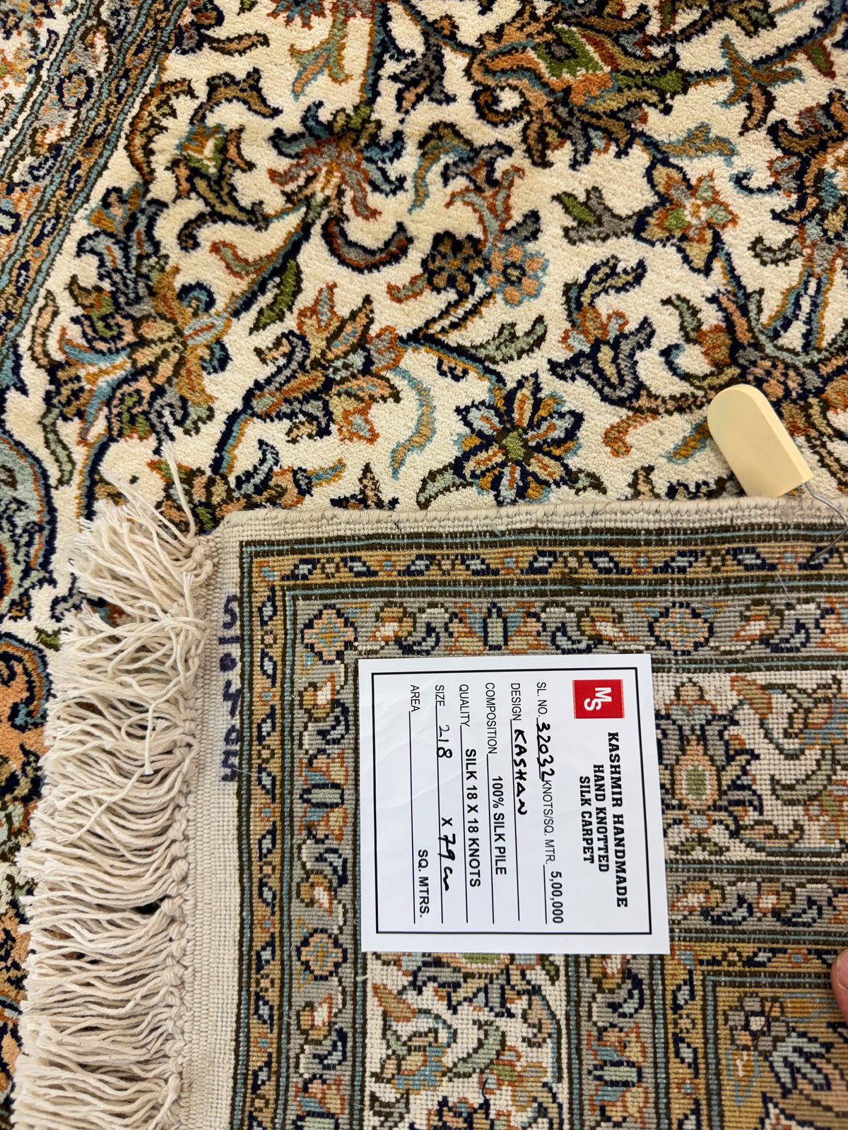 Hand-Knotted Kashmir Pure Silk Runner 218x79 cm | Rug# 32032