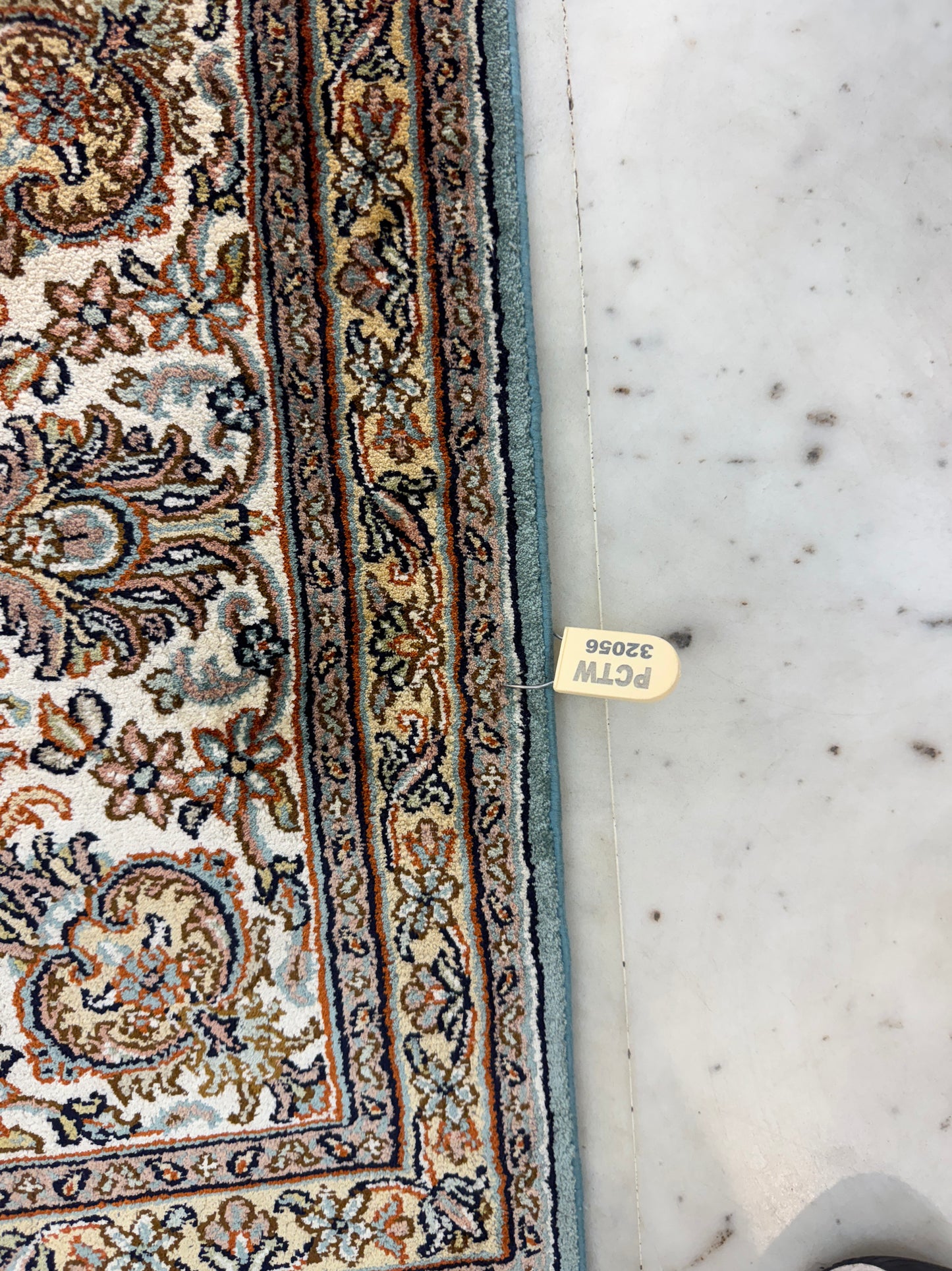Hand knotted Kashmir pure silk 247x169cm | Rug# 32056