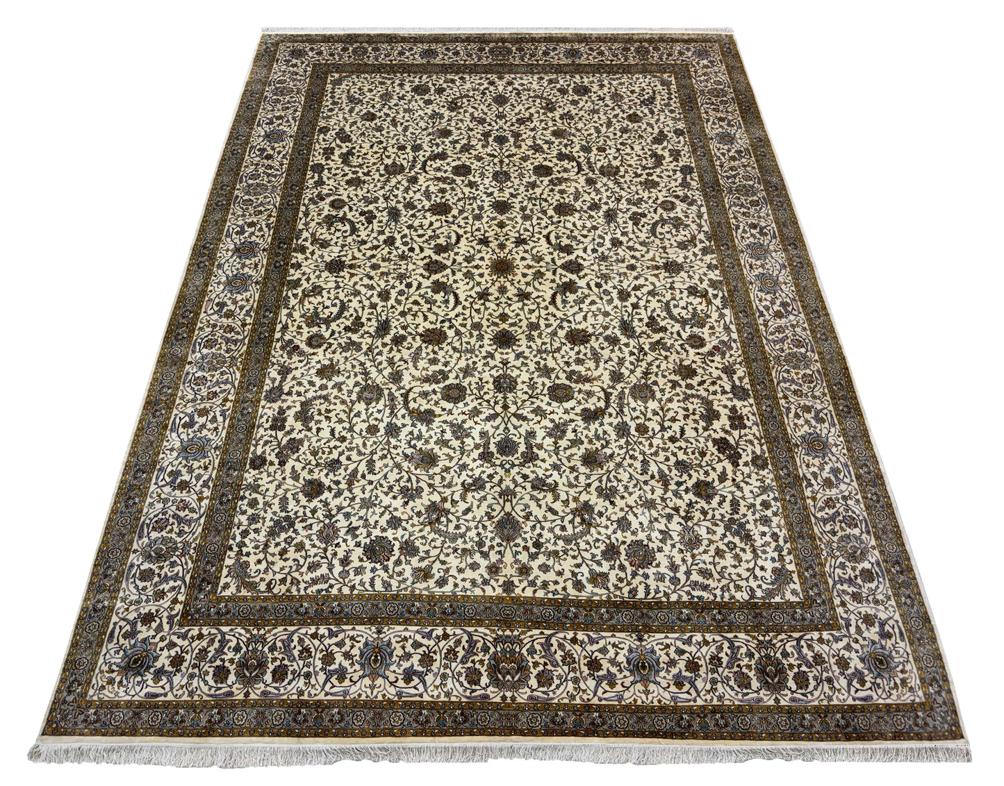Oversize Superfine 24/24 pure silk Kashmir carpet 429x300cm | Rug# 32064