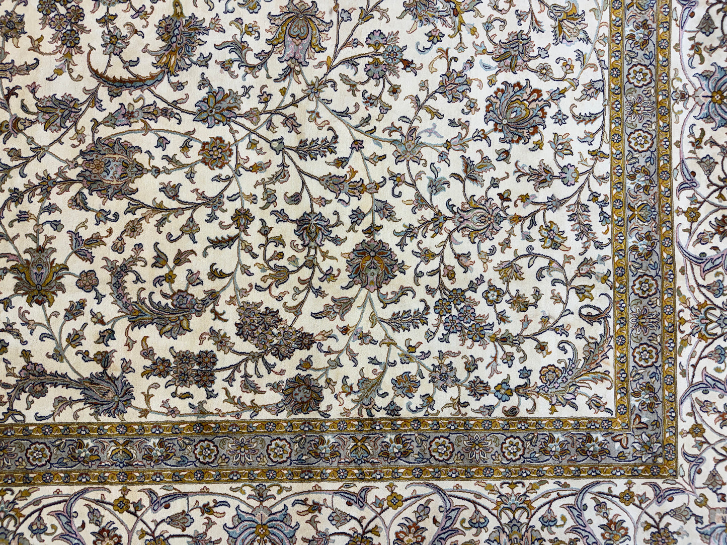Oversize Superfine 24/24 pure silk Kashmir carpet 429x300cm | Rug# 32064