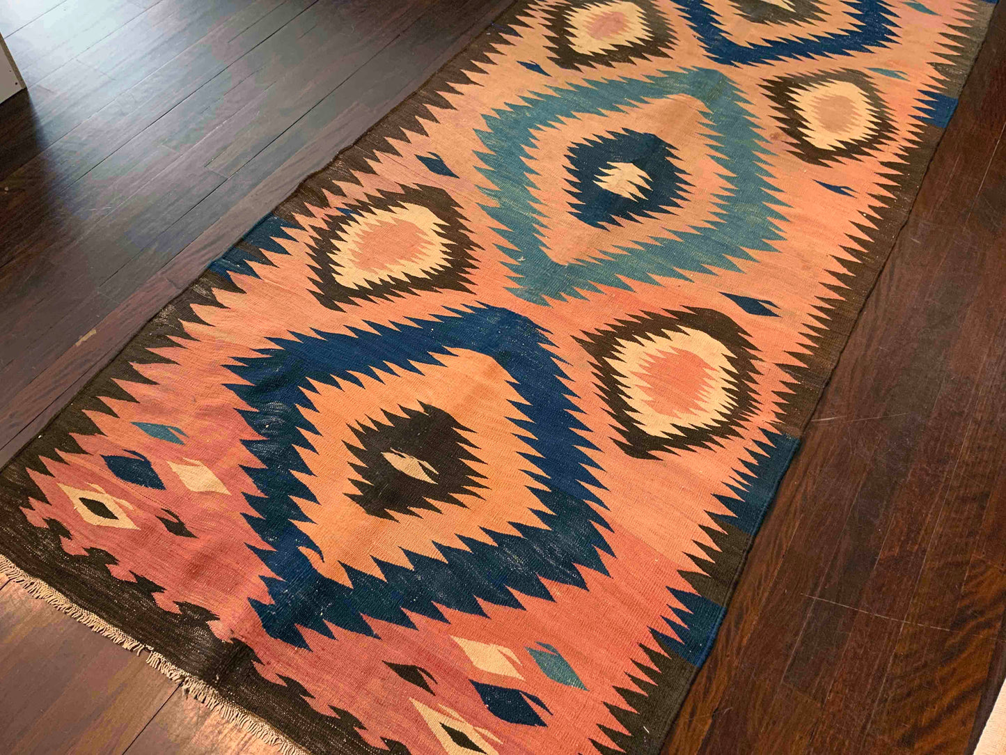 Antique Azerbaijan flatweave Kilim, circa 1920, 324×138 cm | Rug# 3272