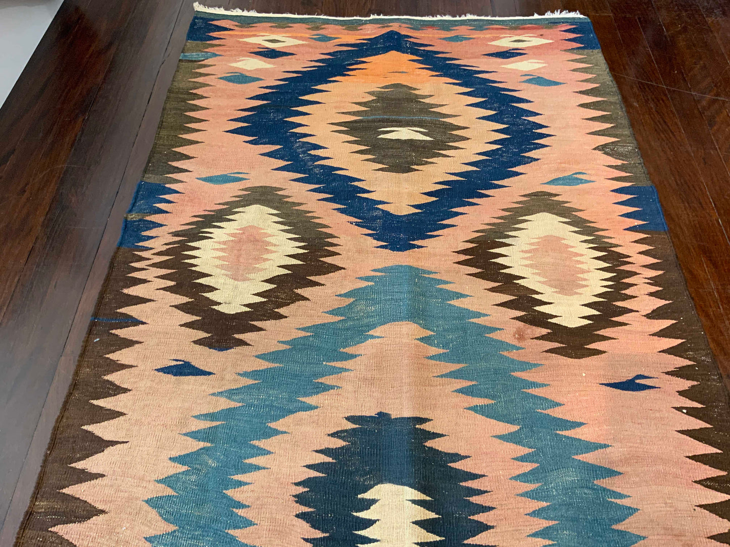 Antique Azerbaijan flatweave Kilim, circa 1920, 324×138 cm | Rug# 3272