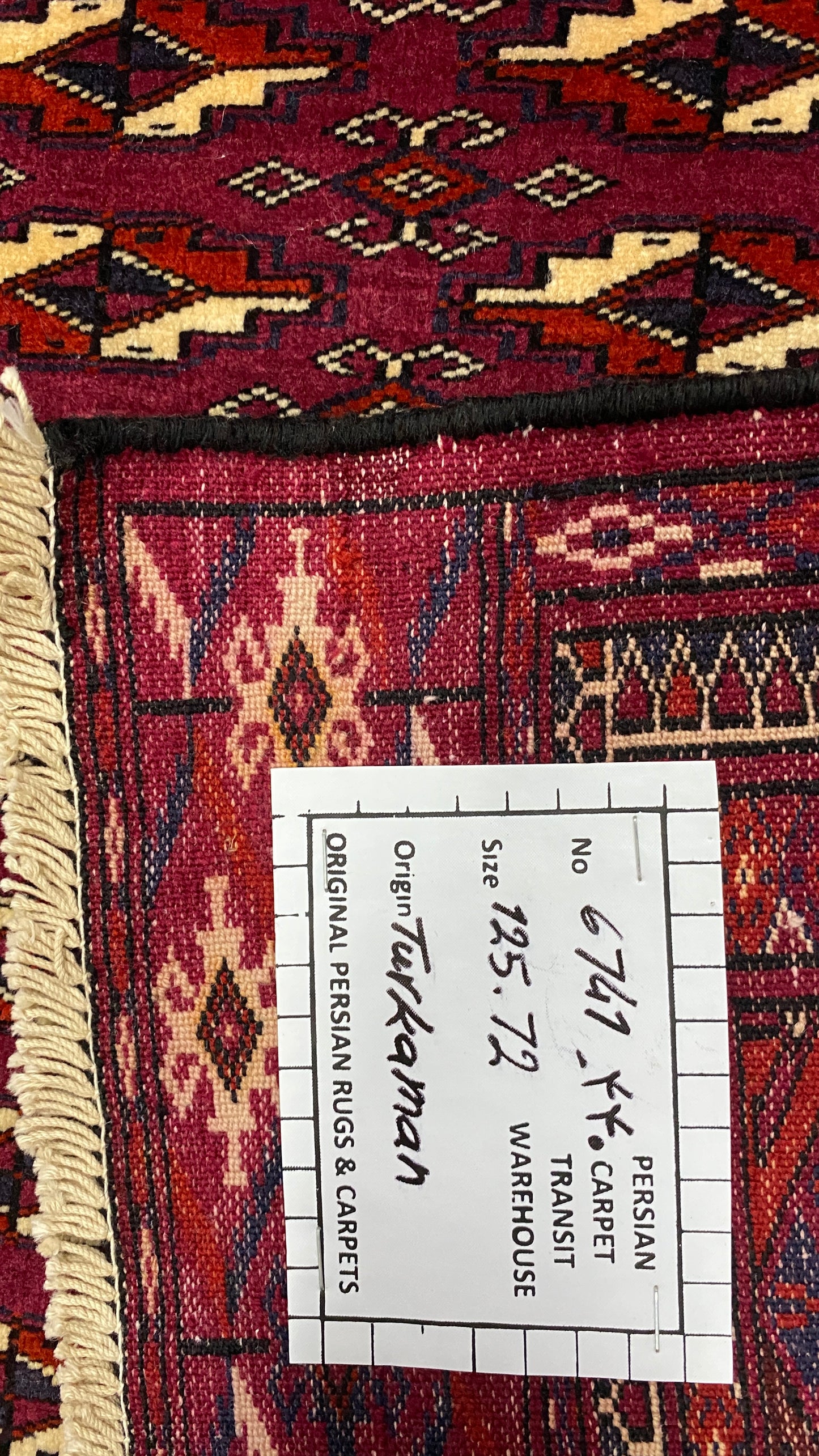 Superfine Persian Turkaman Torbeh Face 125x72cm | Rug# 6741 (better photos)