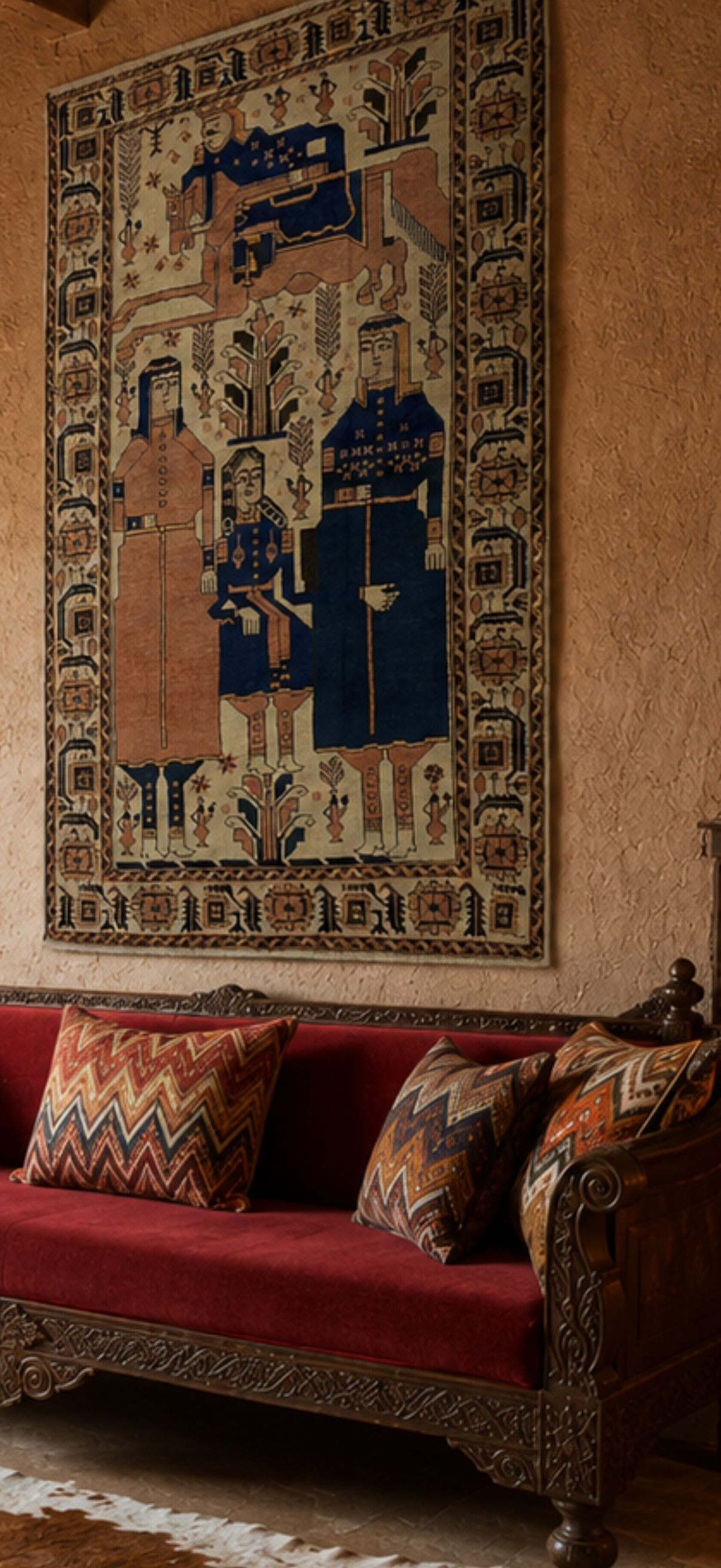 Vintage Pictorial Zabol Balouch, Persia,  203x124cm | Rug# 10040