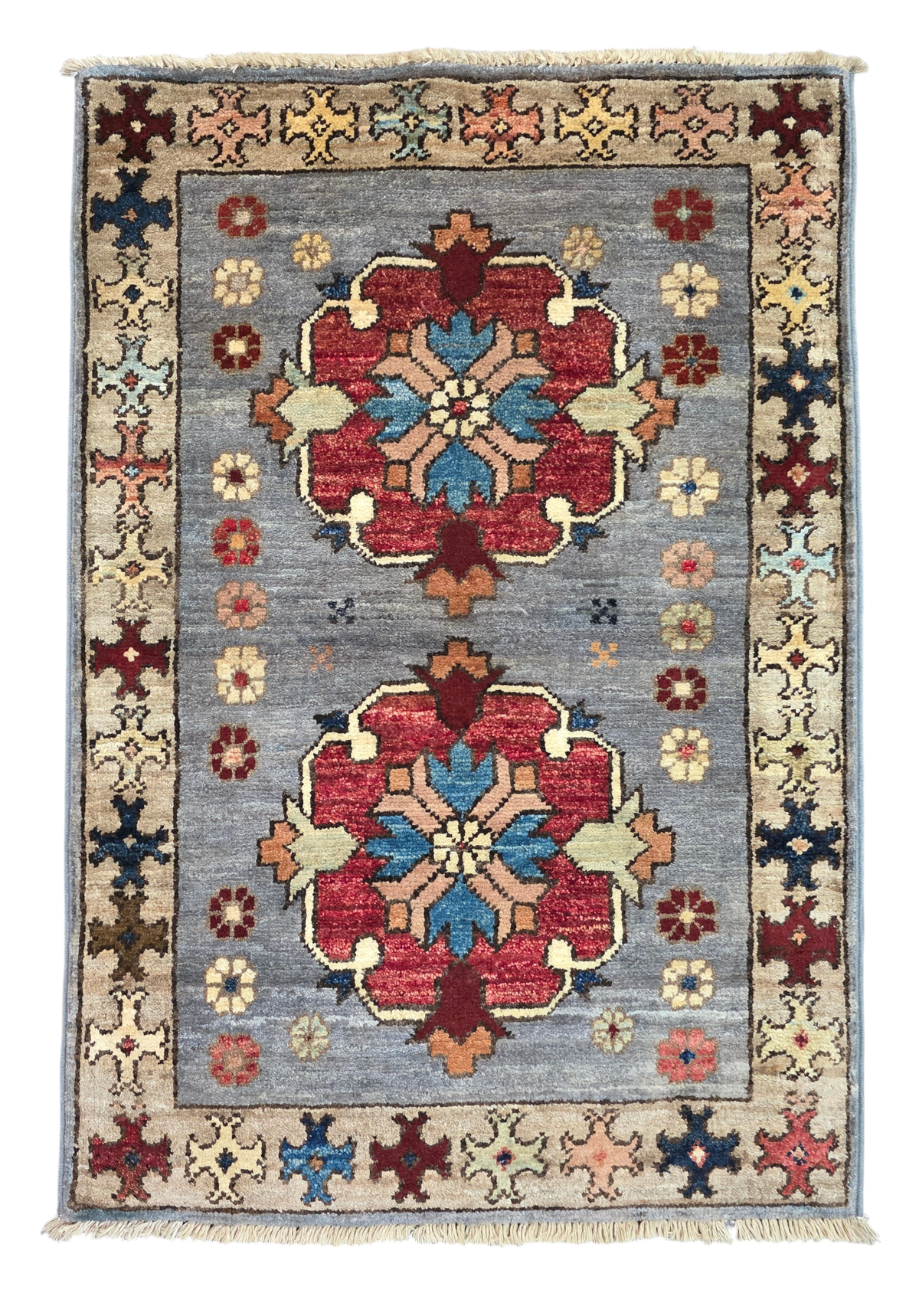 Turkmen-weave sampler rug, wool pile, HSW, Afghan 90x59cm | Rug# 27371