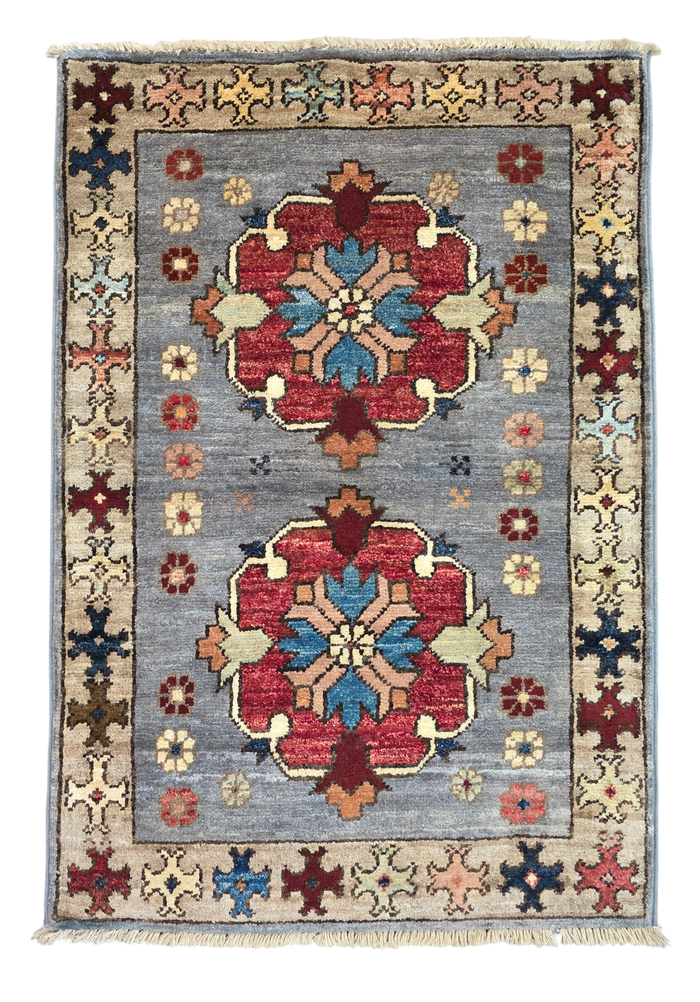Turkmen-weave sampler rug, wool pile, HSW, Afghan 90x59cm | Rug# 27371
