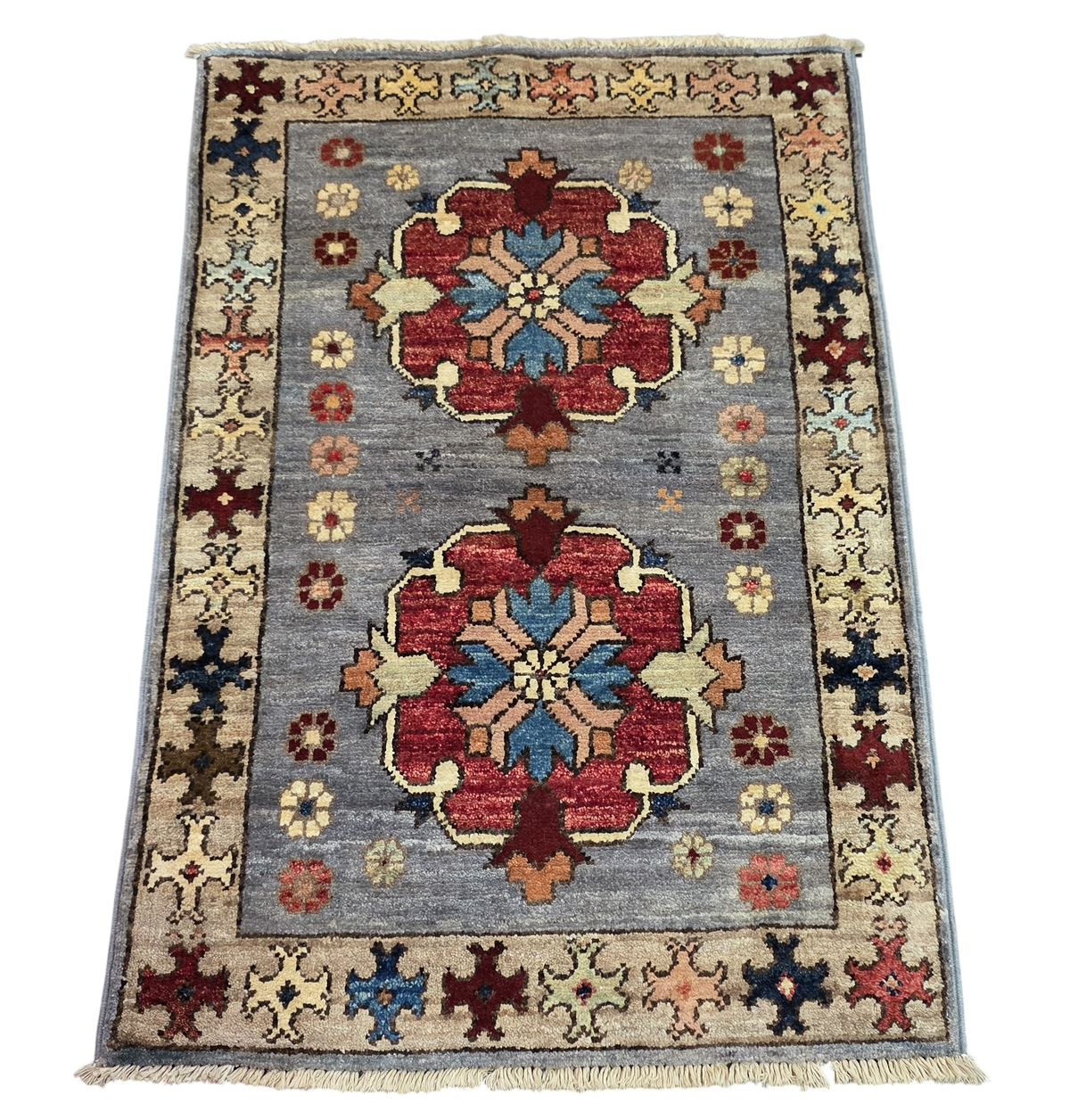Turkmen-weave sampler rug, wool pile, HSW, Afghan 90x59cm | Rug# 27371
