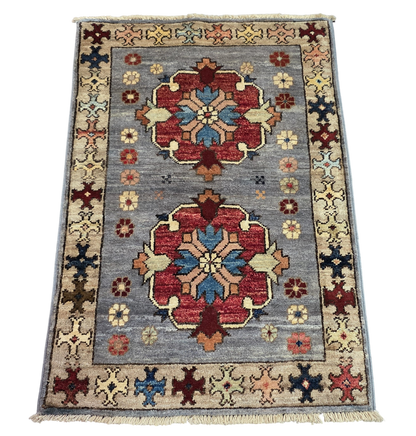 Turkmen-weave sampler rug, wool pile, HSW, Afghan 90x59cm | Rug# 27371