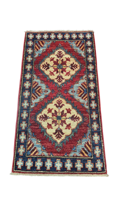 Turkmen-weave sampler rug, wool pile, HSW, Afghan 100x53cm | Rug# 27405