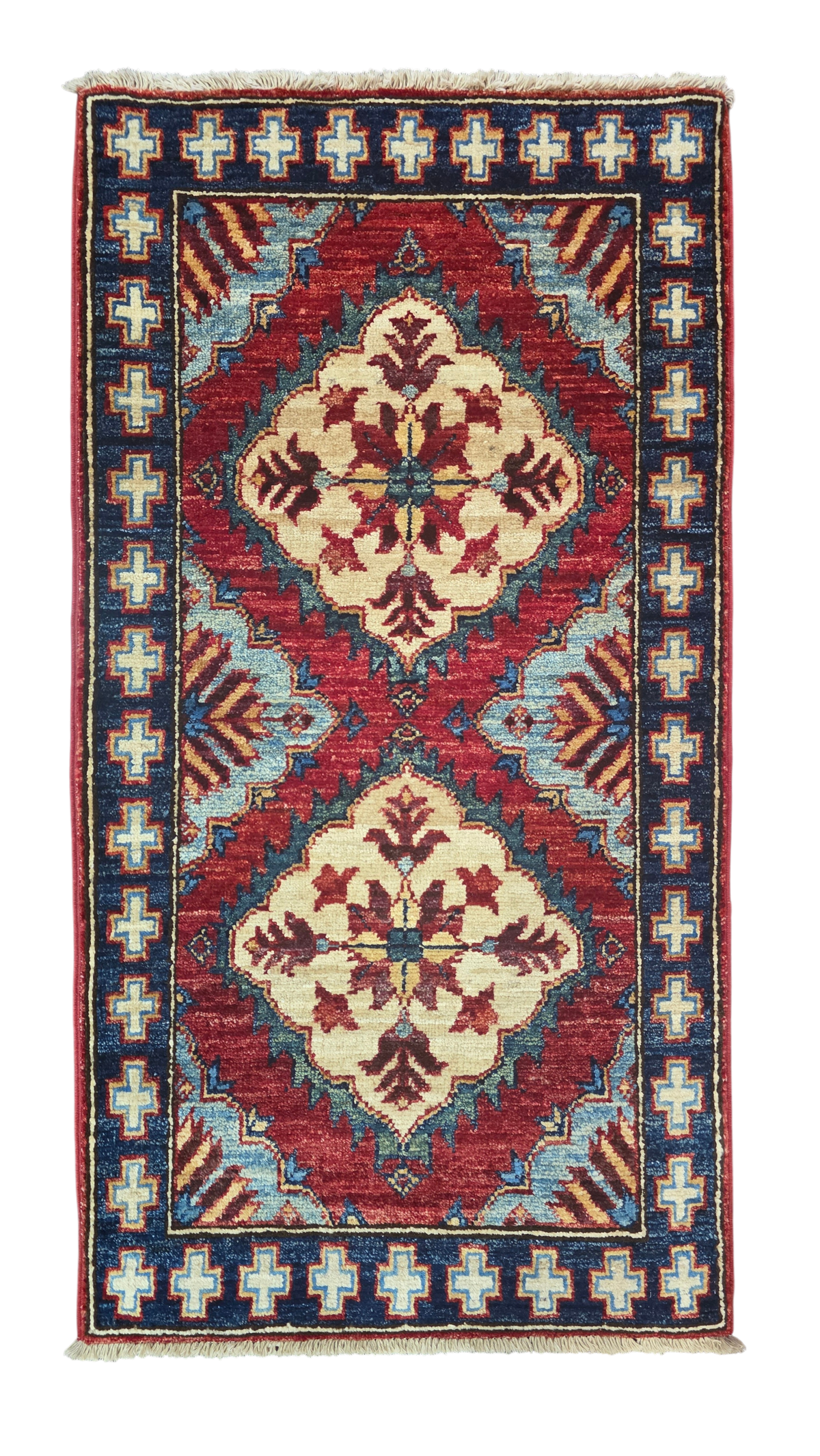 Turkmen-weave sampler rug, wool pile, HSW, Afghan 100x53cm | Rug# 27405