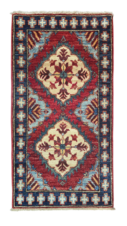 Turkmen-weave sampler rug, wool pile, HSW, Afghan 100x53cm | Rug# 27405
