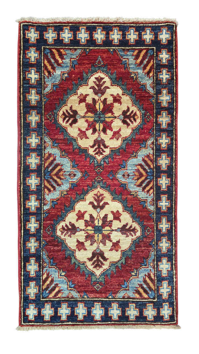Turkmen-weave sampler rug, wool pile, HSW, Afghan 100x53cm | Rug# 27405