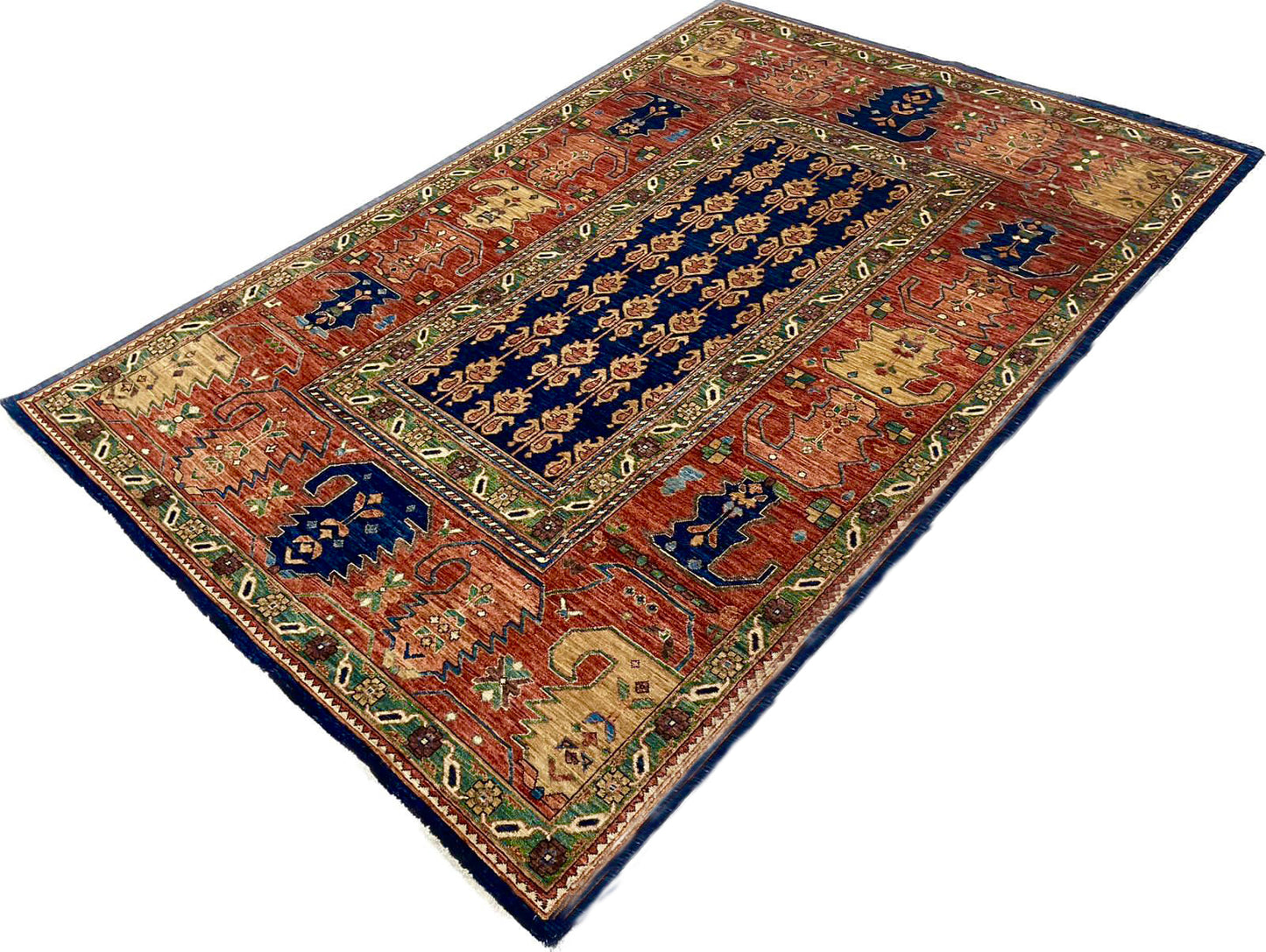 Afghan Turkaman weave, 19th century Caucasian inspired, 269x184cm | Rug# 26568