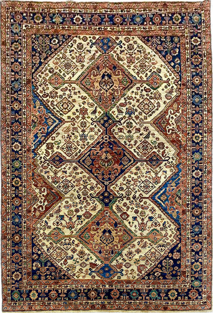 Afghan Turkaman weave, 19th century Khamseh design 261x182cm | Rug# 26578