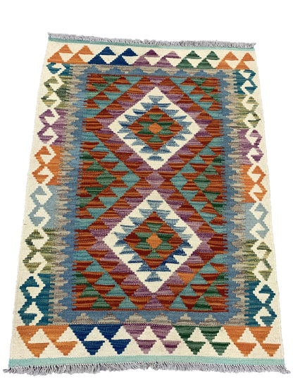 Modern-weave Afghan maimaneh Kilim 114x84cm | Rug# 26734