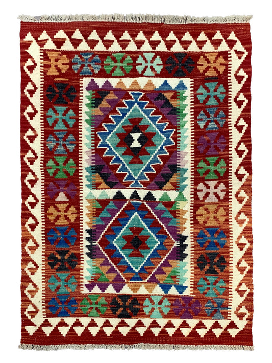 Modern Afghan maimaneh-Kilim 113x85cm | Rug# 26736
