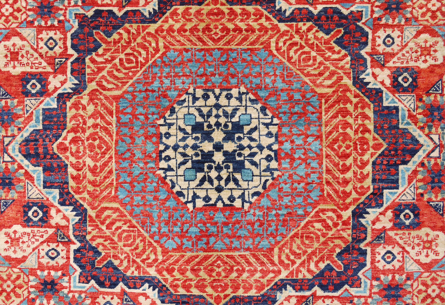 Afghan Turkaman weave, 15th century Mamluk design,  296x242cm | Rug# 26801