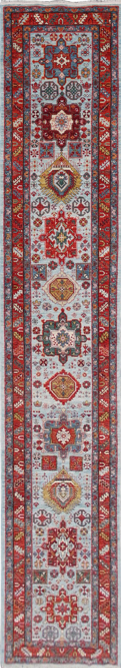 Afghan Turkaman Heriz-inspired 427x78cm | Rug# 26814