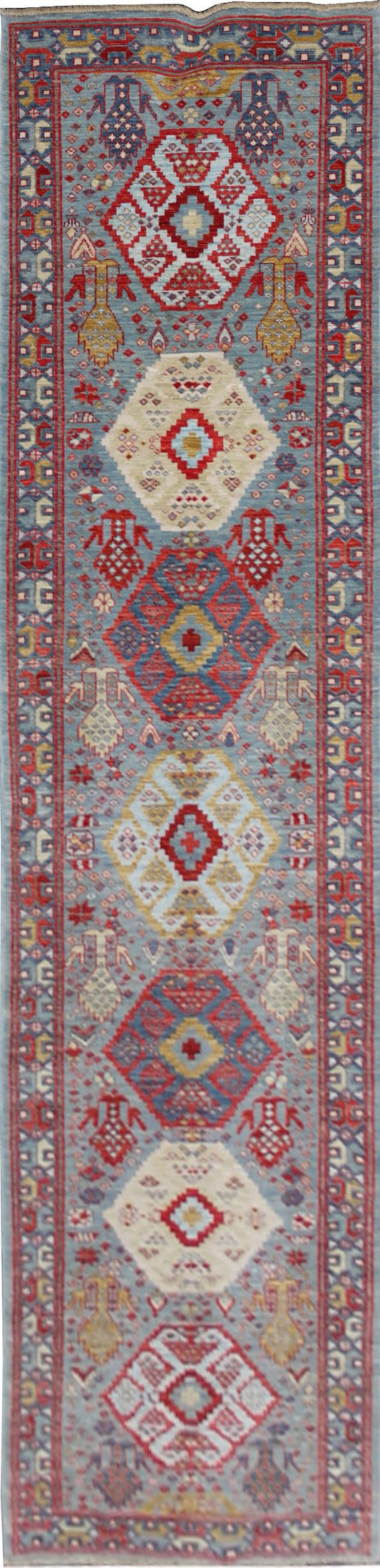 Afghan Turkaman Caucasian-inspired 411x85cm | Rug# 26816