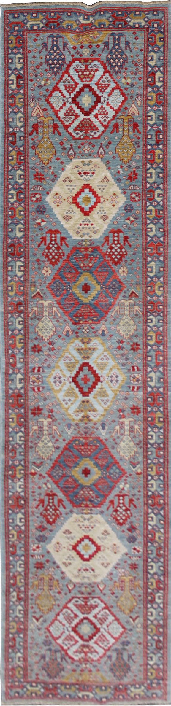 Afghan Turkaman weave, 17th century Anatolian design, 411x85cm | Rug# 26816