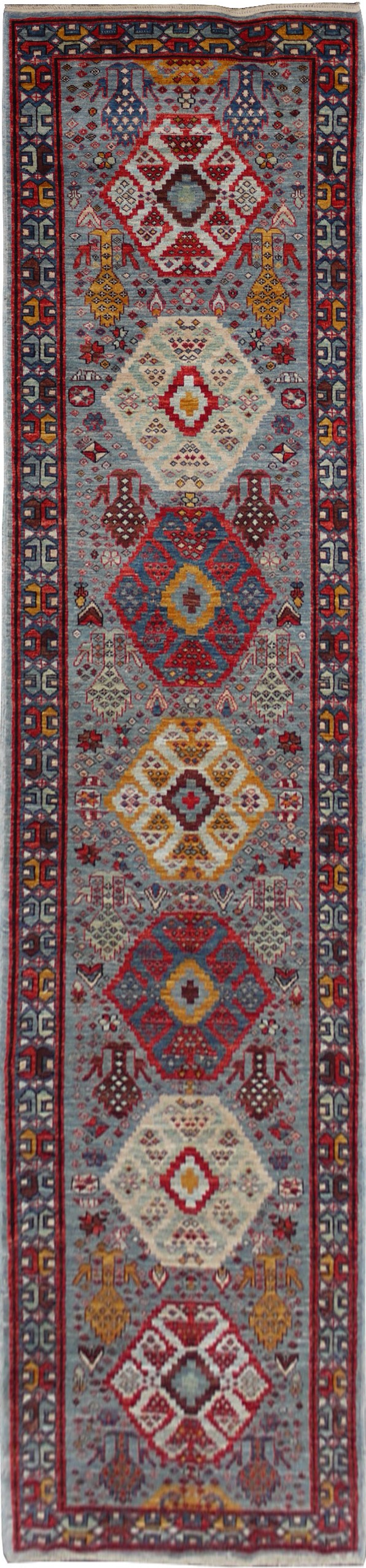 Afghan Turkaman Caucasian-inspired 408x78cm | Rug# 26818