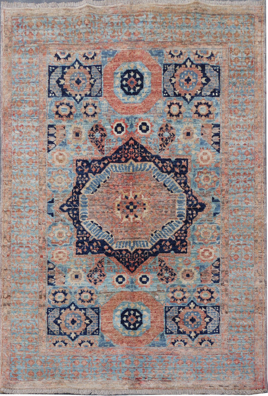 Afghan Turkaman Mamluk-inspired 145x100cm | Rug# 26829