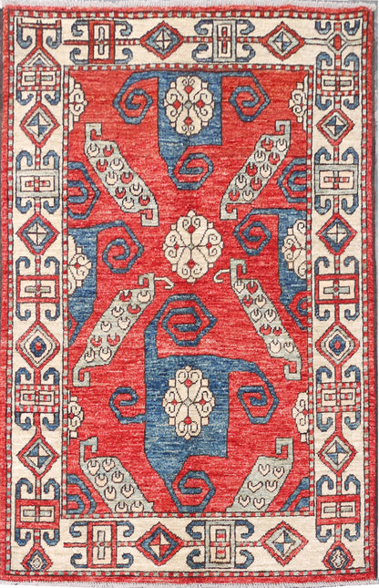 Afghan Turkaman pinwheel-Kazak-inspired 155x96cm | Rug# 26836