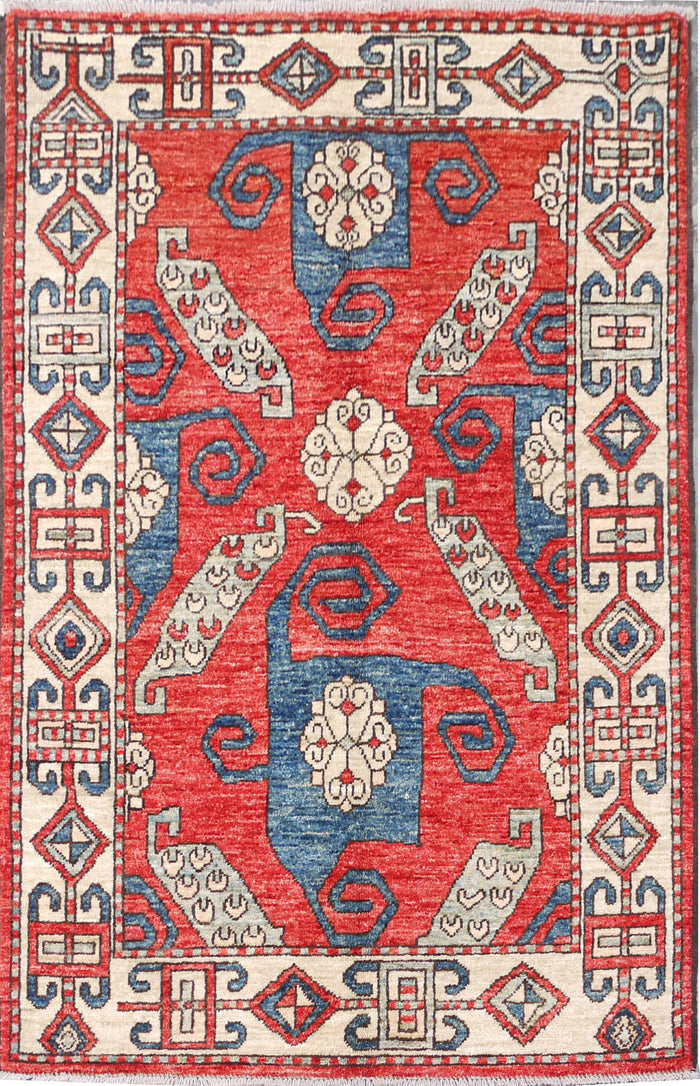 Afghan Turkaman weave, Pinwheel-Kazak-inspired 155x96cm | Rug# 26836