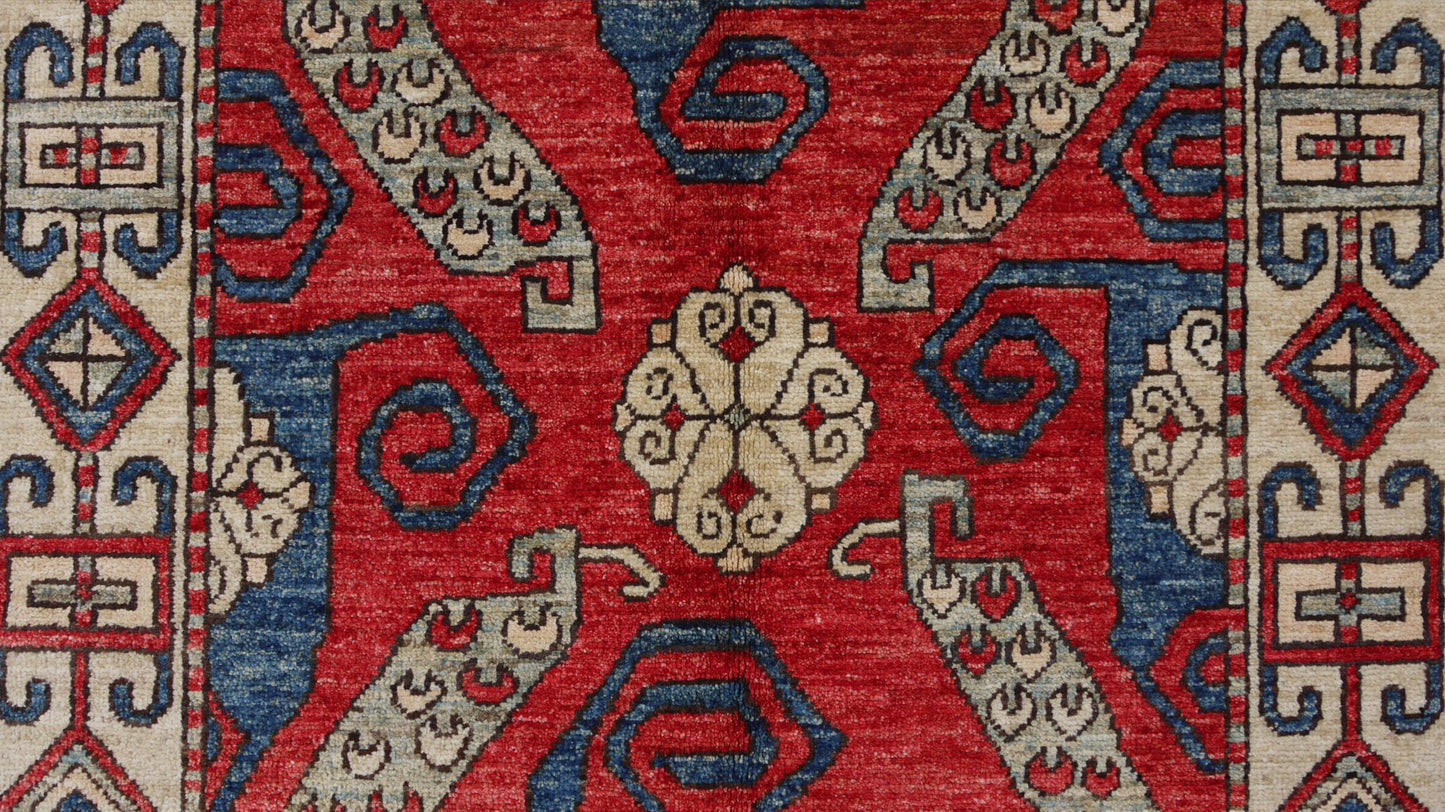 Afghan Turkaman pinwheel-Kazak-inspired 155x96cm | Rug# 26836