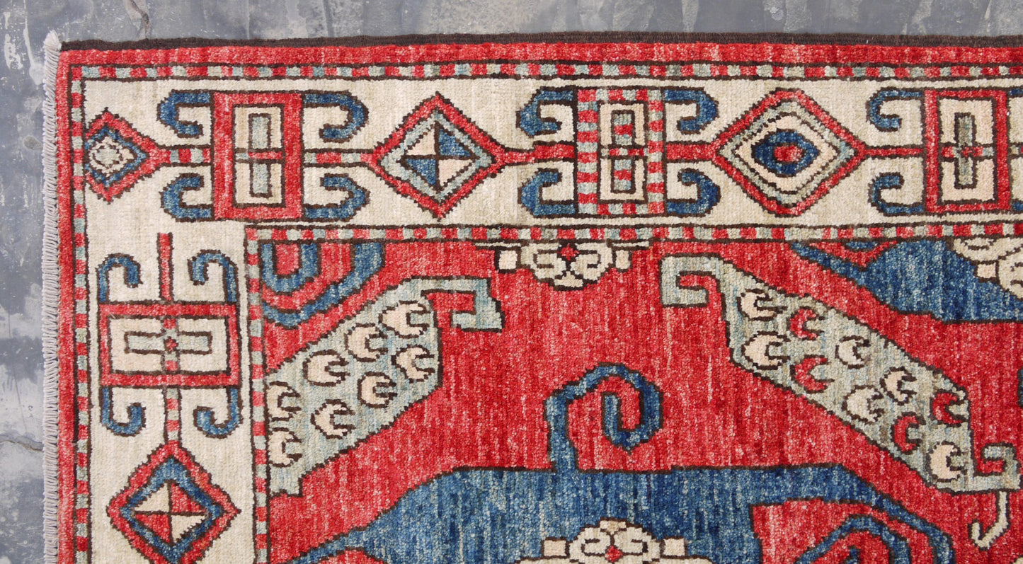 Afghan Turkaman pinwheel-Kazak-inspired 155x96cm | Rug# 26836