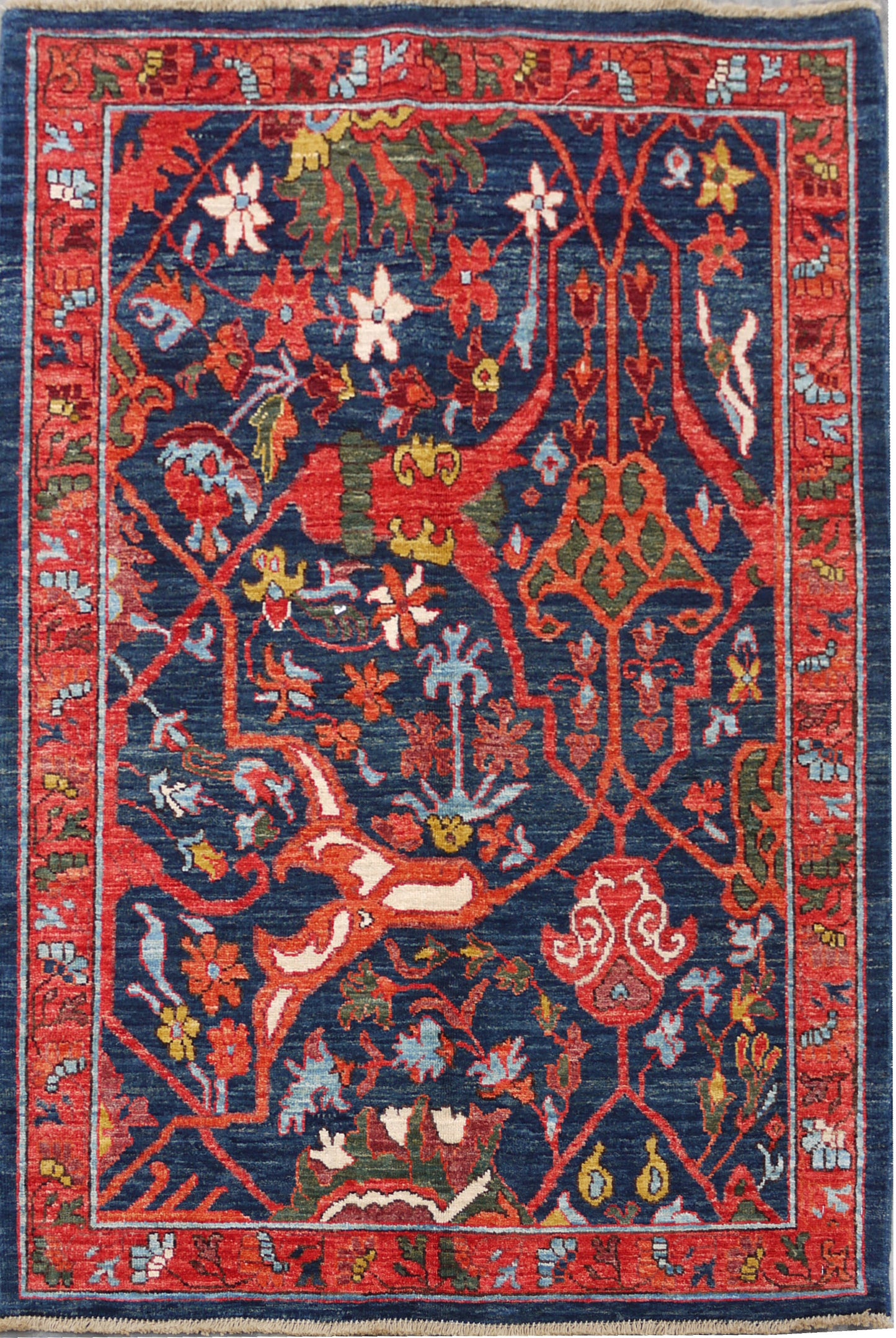 Afghan Turkaman weave in 16th century Garous-Bijar design 152x101cm | Rug# 26838