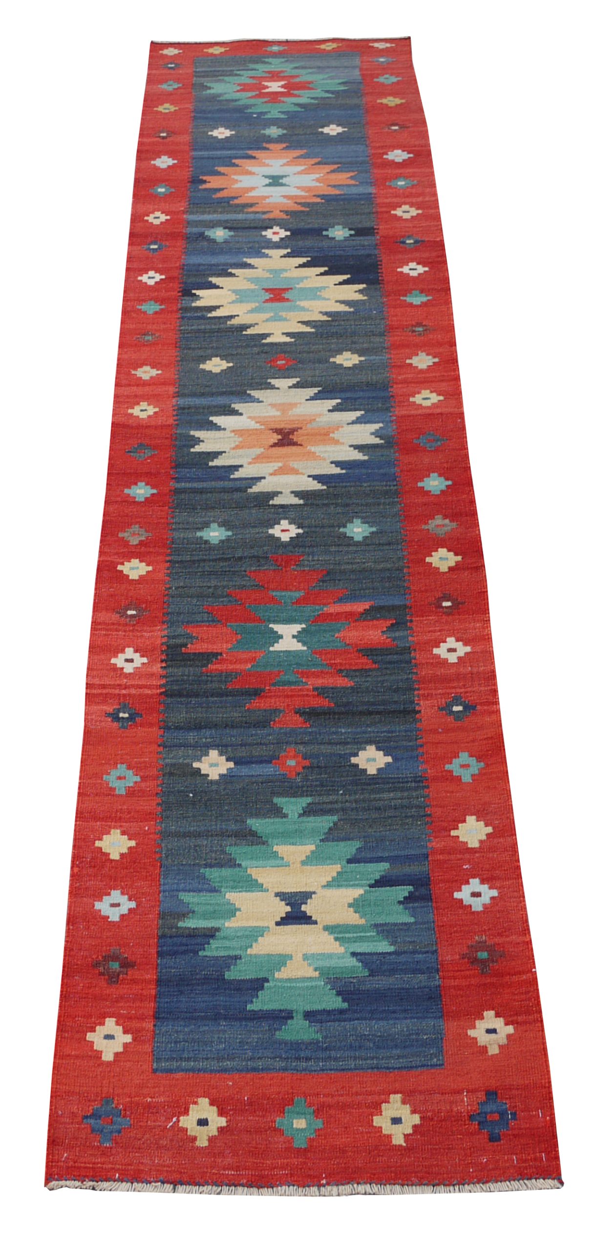 Turkaman weave Kilim, inspired by antique Anatolian design 460x77cm | Rug# 26849