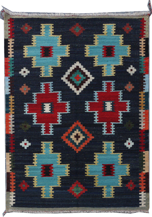 Modern flat-weave Kilim 154x106cm | Rug# 26859