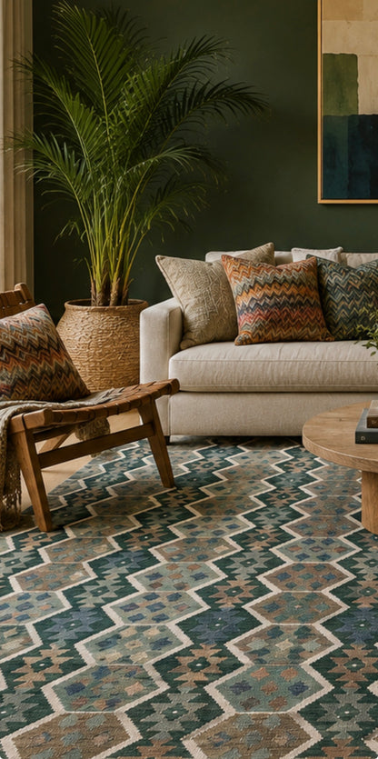 Custom-Made Flatweave kilim, Maimaneh-Afghan 353x250cm | Rug# 27414