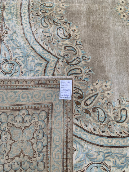 Vintage and distressed Persian Kerman 412x291cm | Rug# 27147