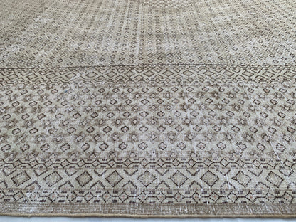 Vintage and distressed Persian Kerman 370x296cm | Rug# 27149